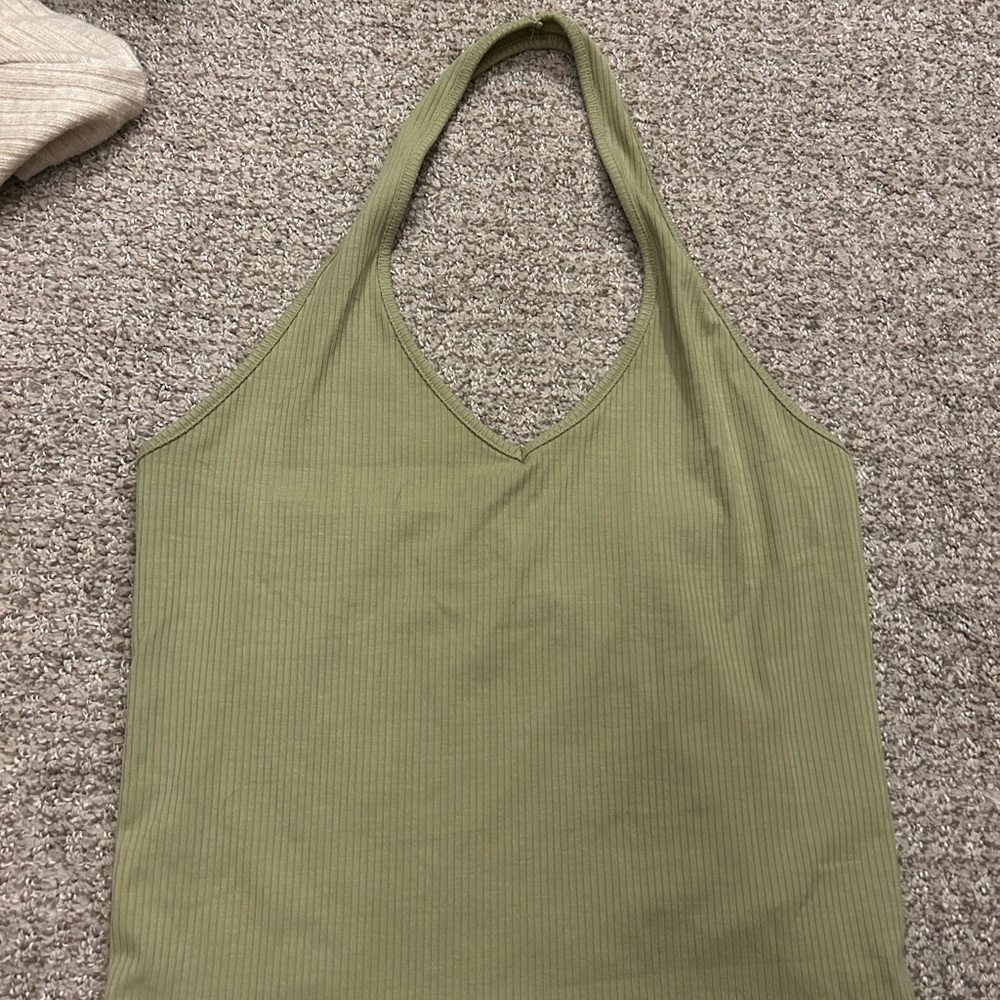 American Eagle Outfitters Olive Green halter Tank Top